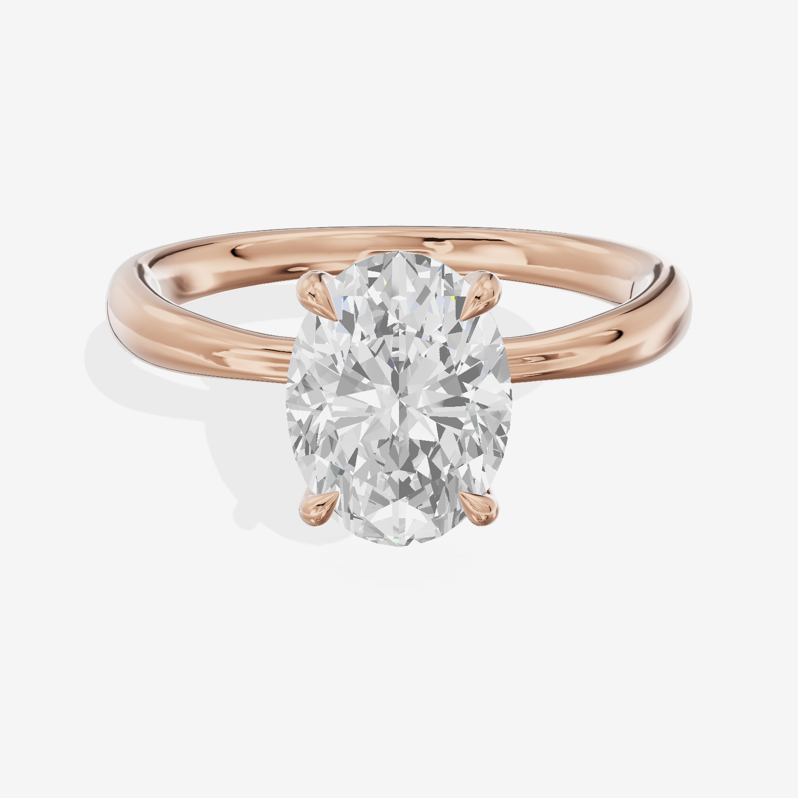 Classic Aimora 2.7mm Oval Solitaire Engagement Ring in 14K Rose Gold