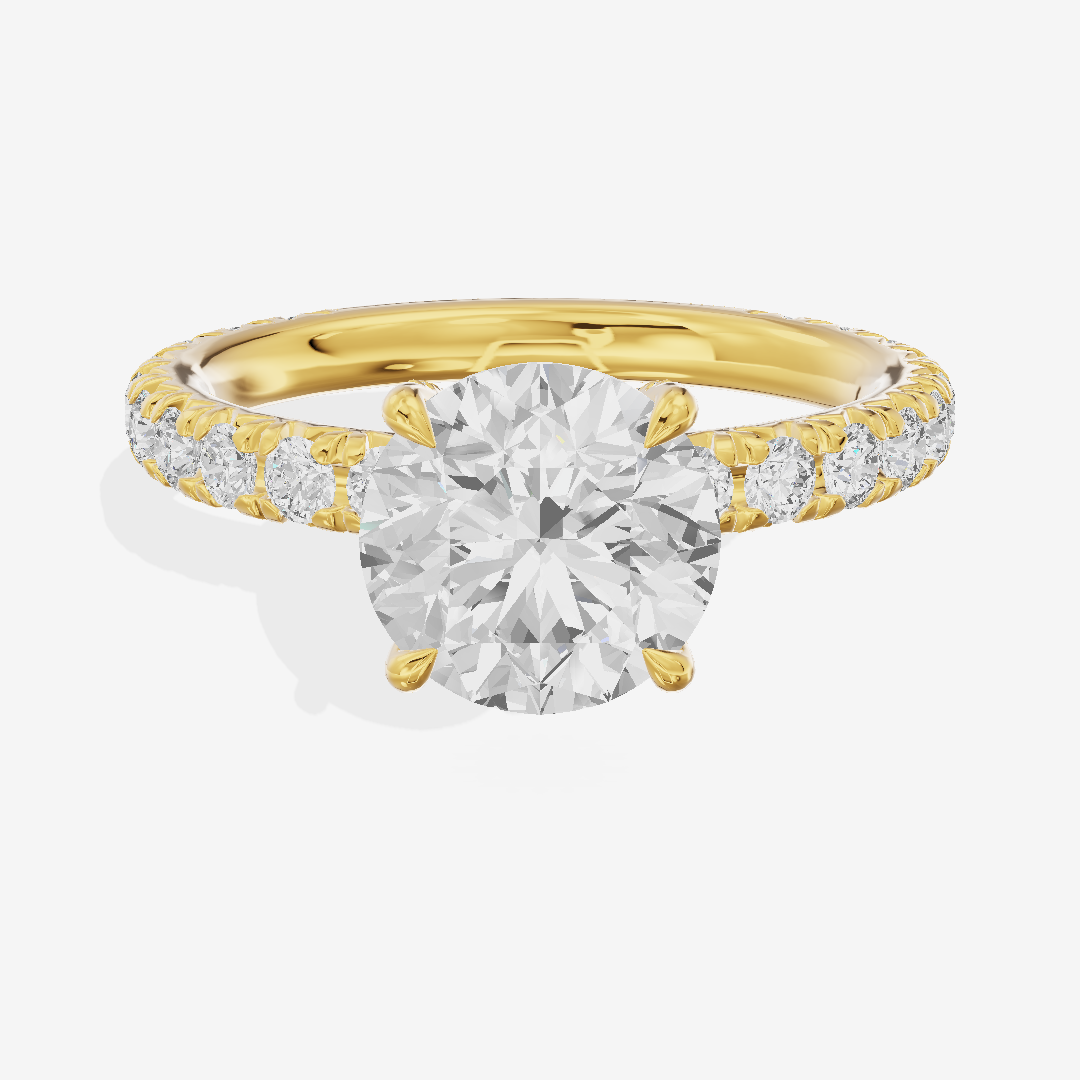 Eternal Coeurine Round Engagement Ring with Side Stones (3/5 ct. tw.) in 14K Yellow Gold