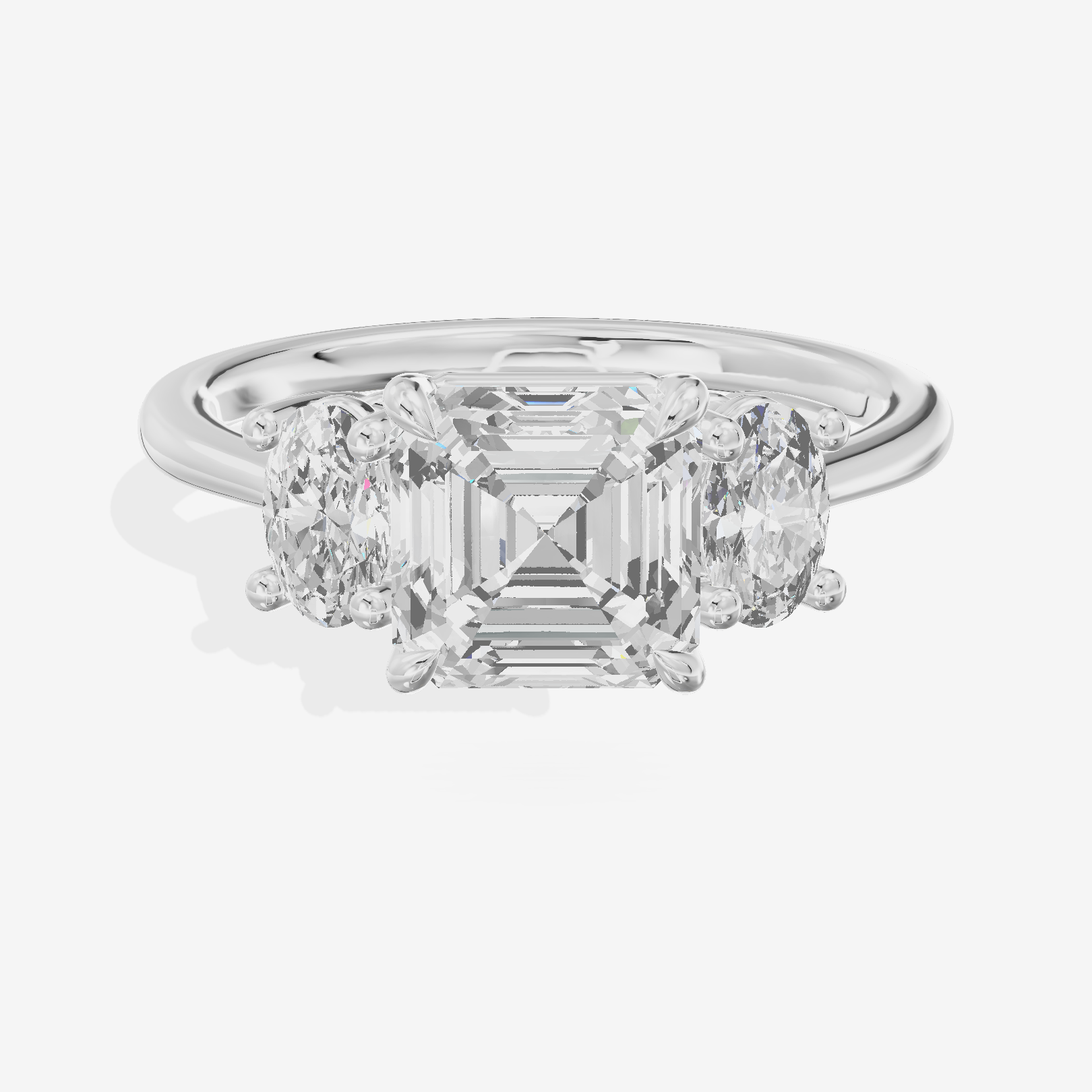 Modern Coeurine Three Stone Asscher Engagement Ring (1/2 ct. tw.) in 18K White Gold