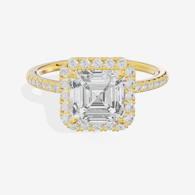 Vowsae Halo Asscher Engagement Ring (1/5 ct. tw.) in 14K Yellow Gold