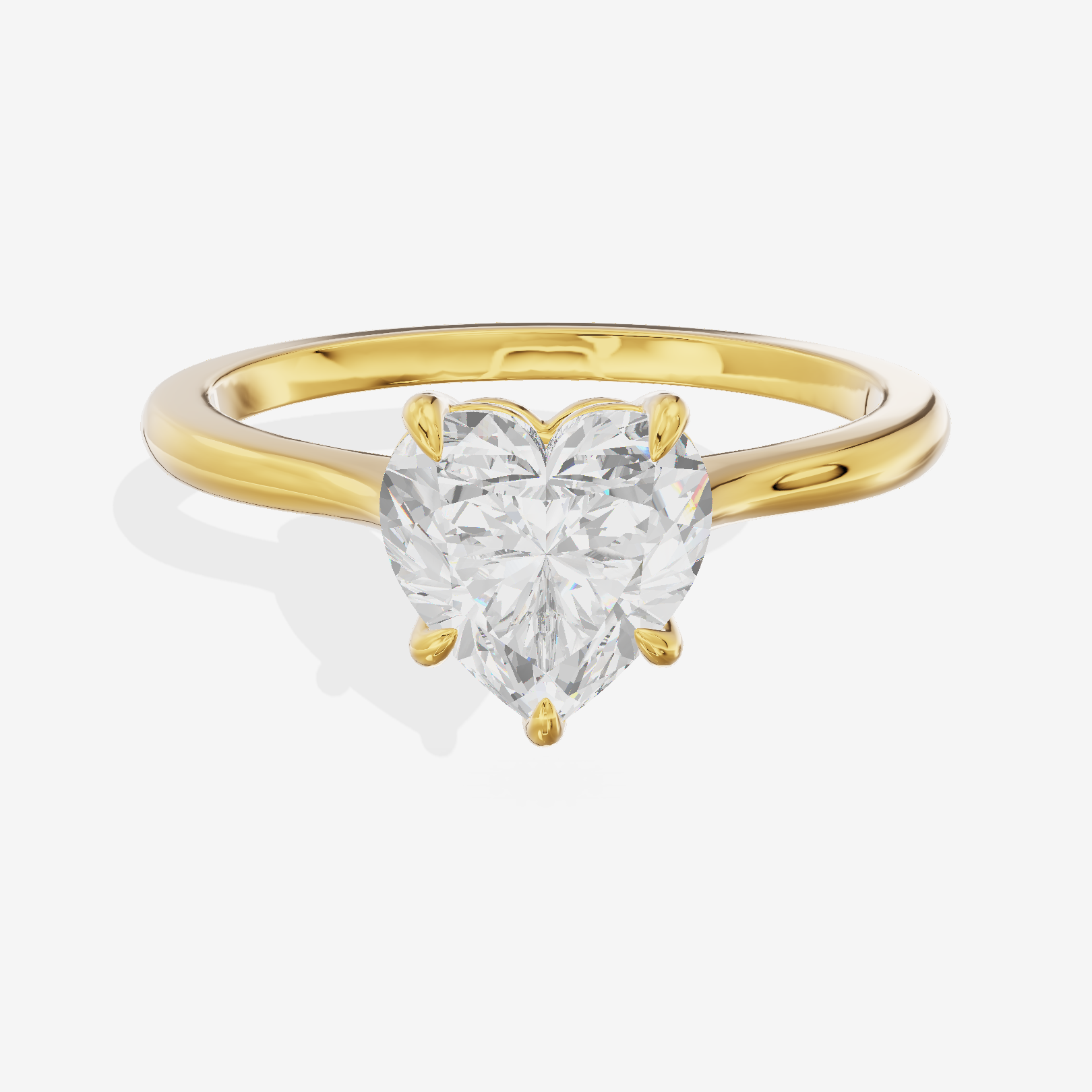 Bowed Adorae 1.5mm Heart Solitaire Engagement Ring in 14K Yellow Gold