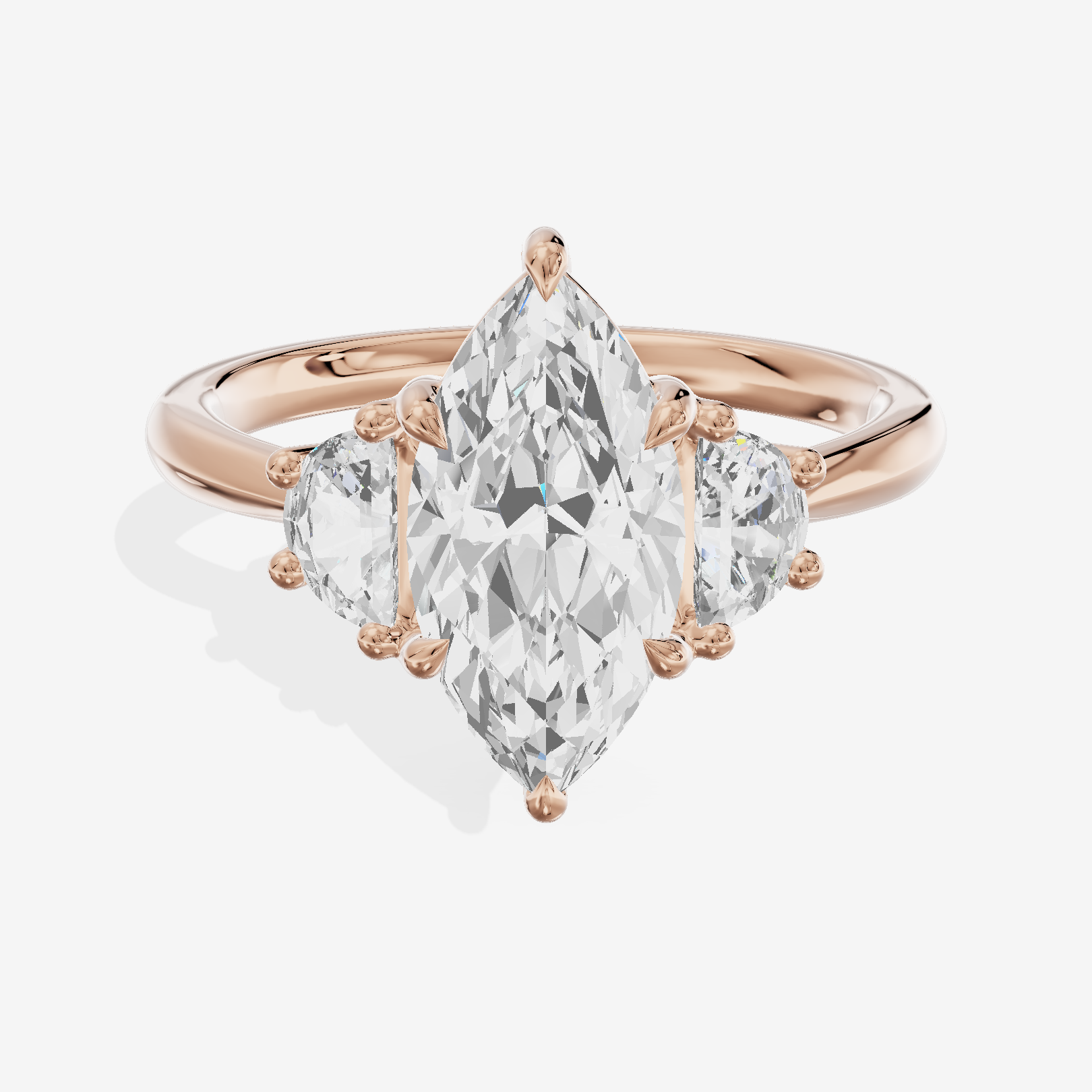 Petite Belovae Marquise Three Stone Engagement Ring (1/2 ct. tw.) in 18K Rose Gold