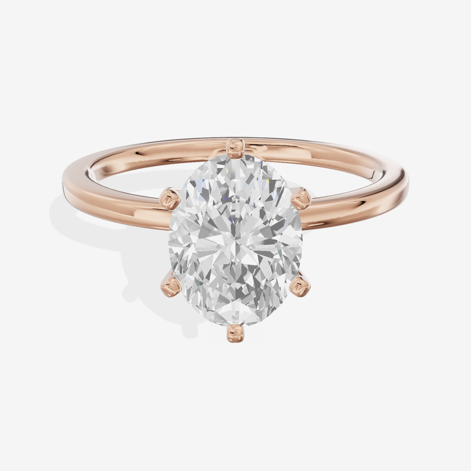 Petite Sincere 1.5mm Oval Six-Prong Engagement Ring in 18K Rose Gold