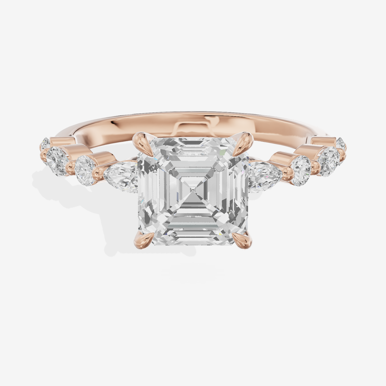 Vintage Selenia Asscher Engagement Ring with Side Stones (1/4 ct. tw.) in 14K Rose Gold