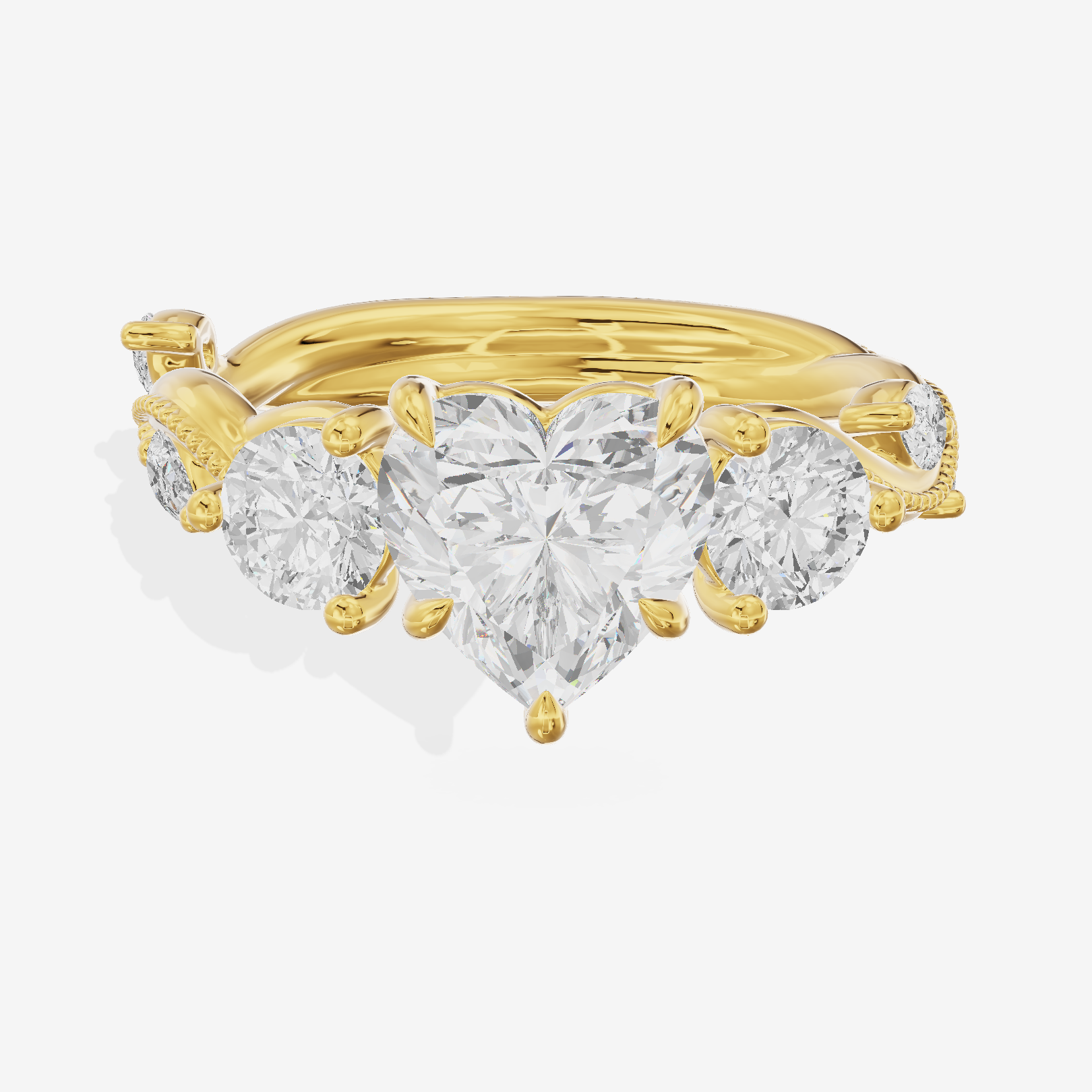Vintage Belovae Heart Three Stone Engagement Ring (3/5 ct. tw.) in 14K Yellow Gold