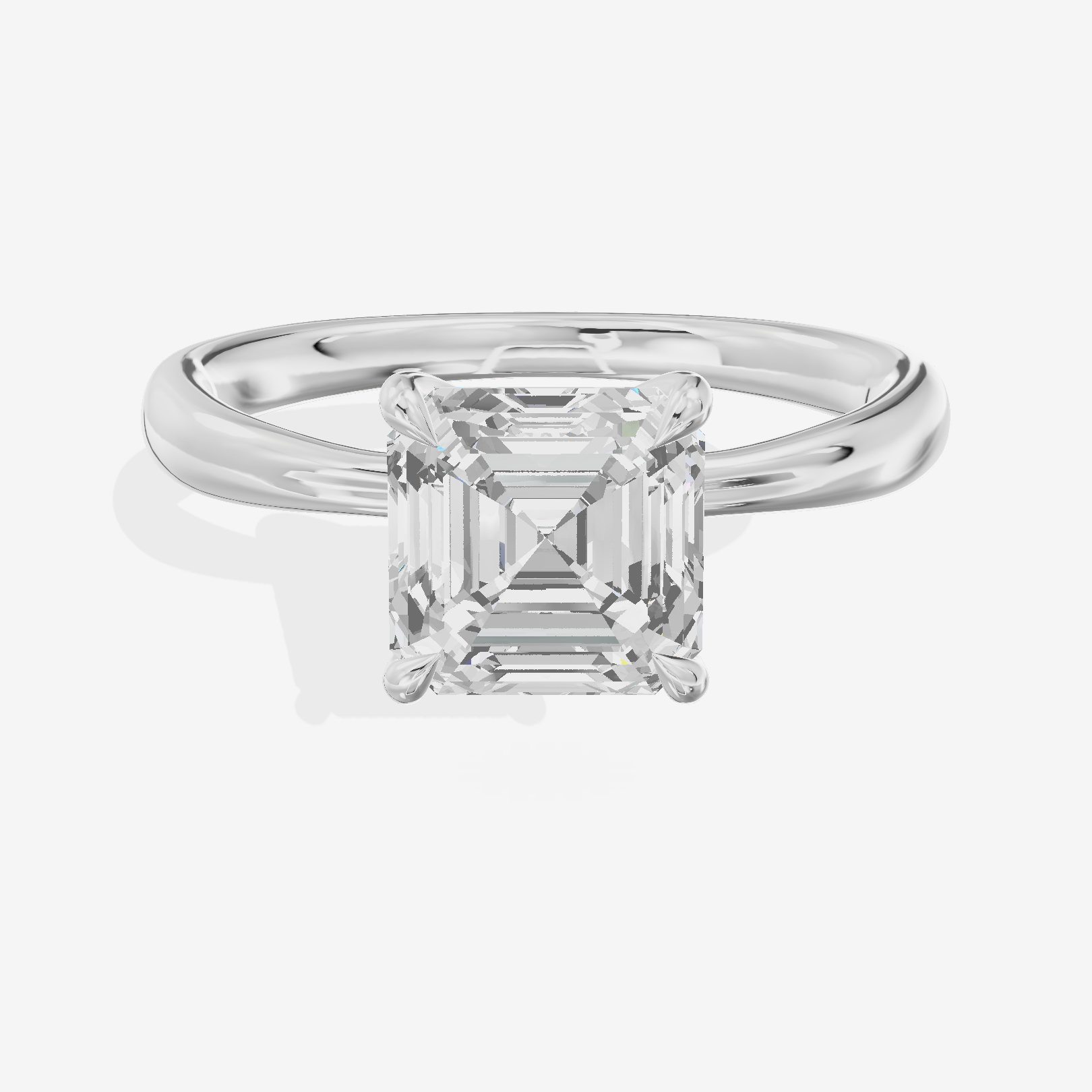 Classic Aimora 2.7mm Asscher Solitaire Engagement Ring in 14K White Gold