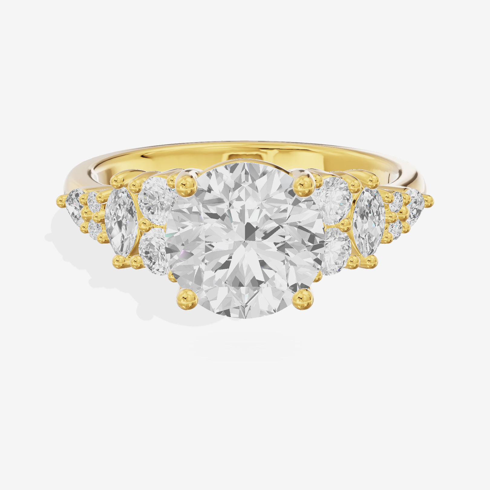 Modern Maia Round Engagement Ring with Side Stones (1/5 ct. tw.) in 14K Yellow Gold