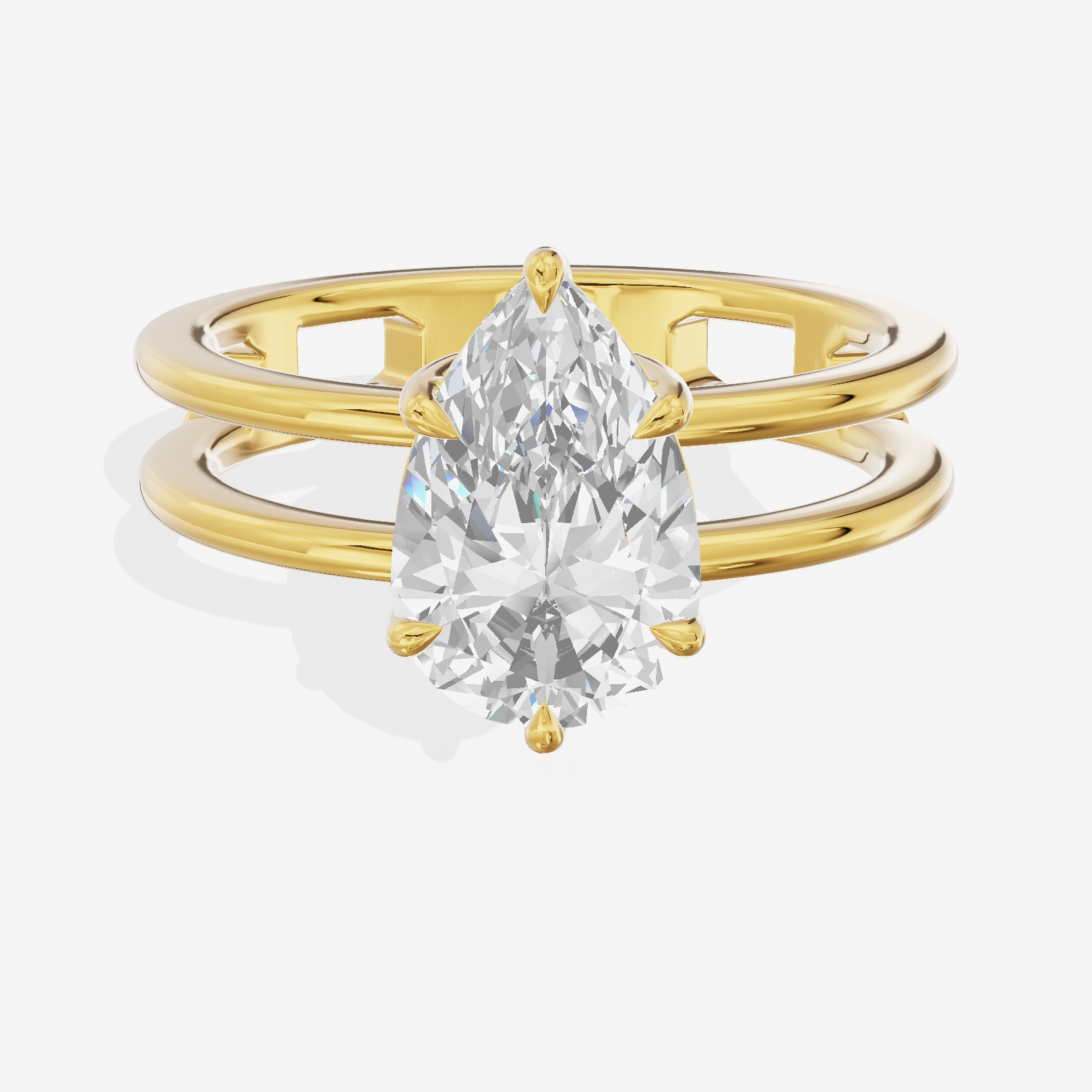 Sealed Promezza 4.3mm Pear Solitaire Engagement Ring in 18K Yellow Gold