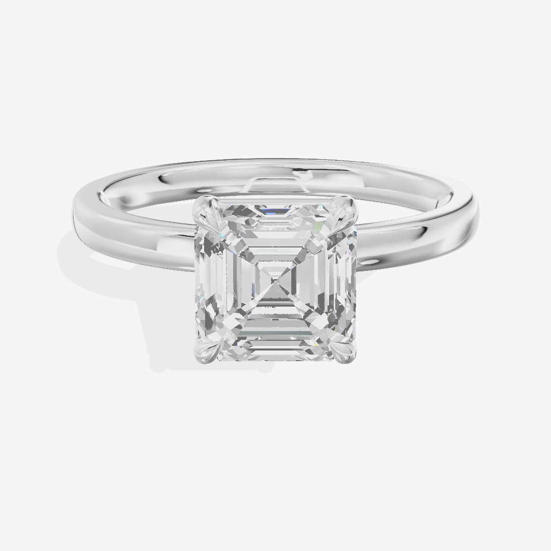 Petite Eversince 2mm Asscher Solitaire Engagement Ring in Platinum