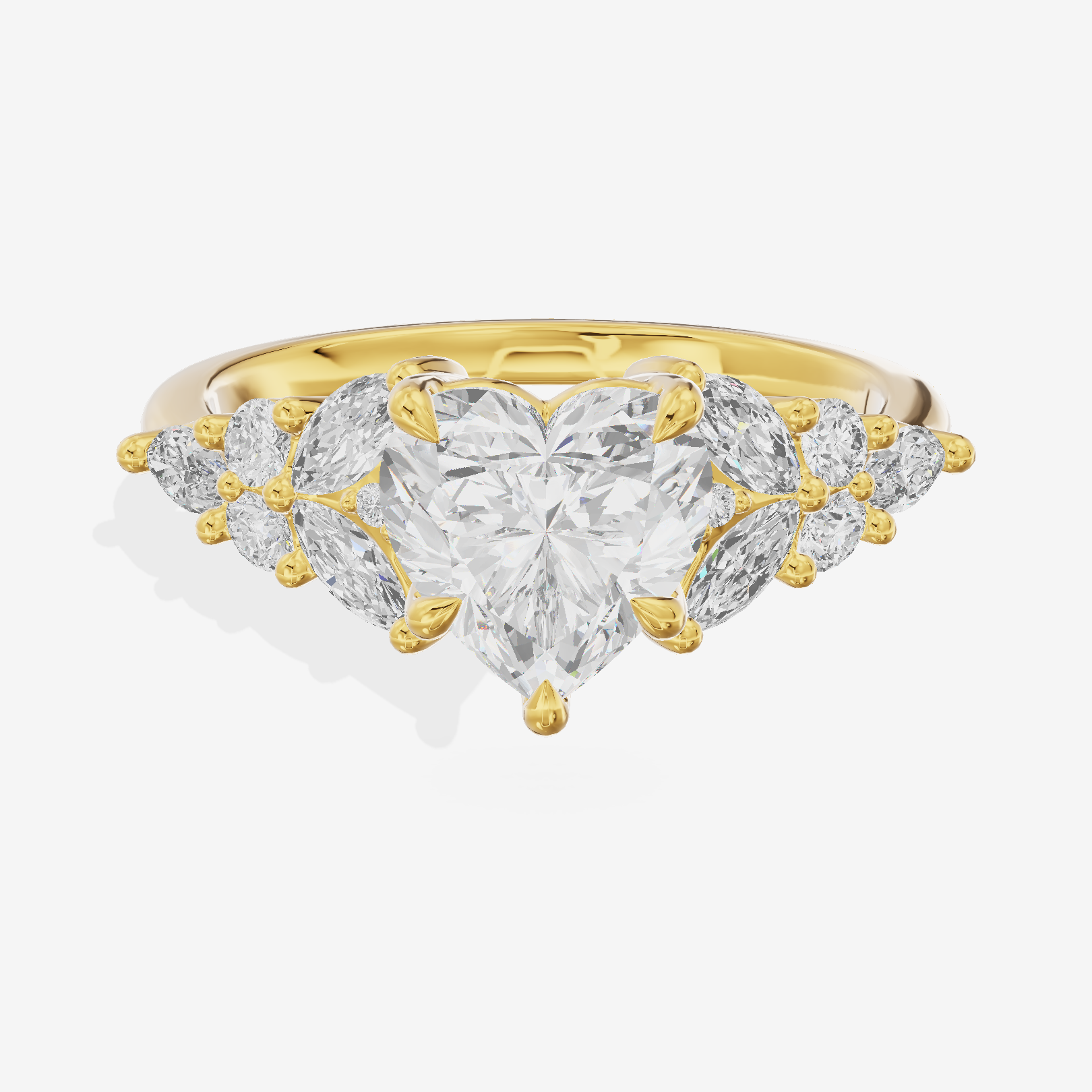 Tender Trueheart Heart Engagement Ring with Side Stones (1/2 ct. tw.) in 14K Yellow Gold