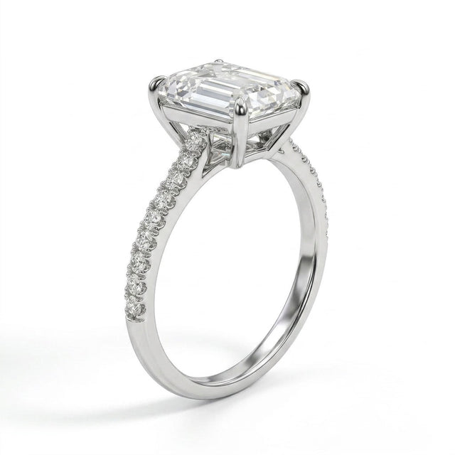 Solitaire Pavé Emerald Engagement Ring (3.05 ct. tw.) in Platinum
