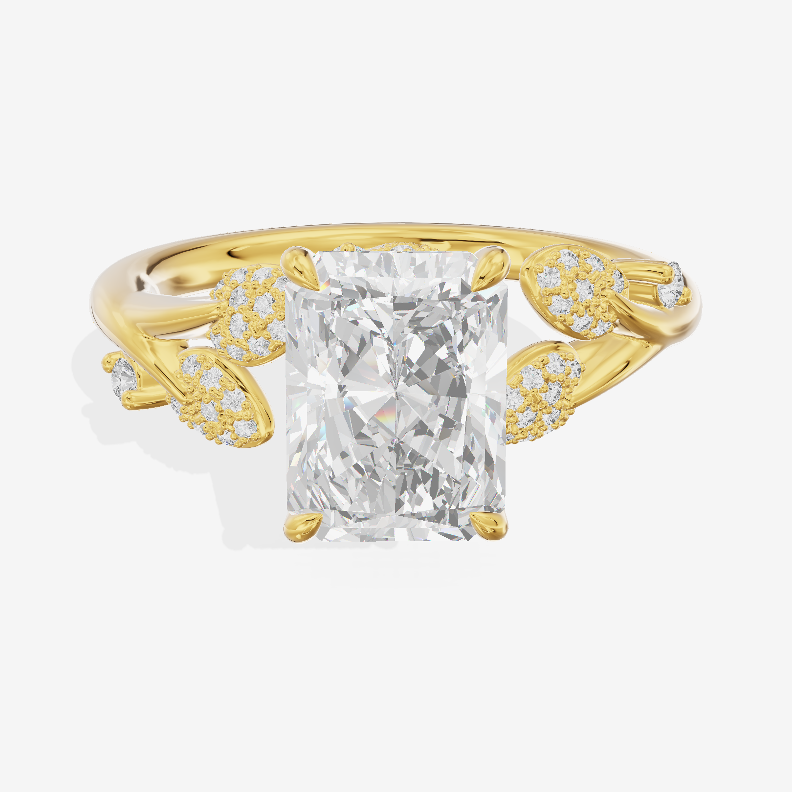 Grand Linger Radiant Engagement Ring with Side Stones (1/10 ct. tw.) in 14K Yellow Gold