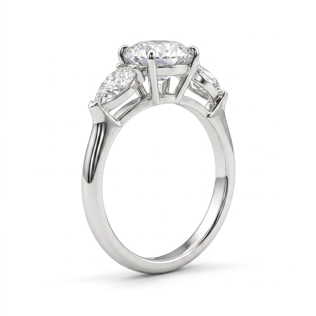 Three Stone Round Engagement Ring (3.07 ct. tw.) in 18K White Gold