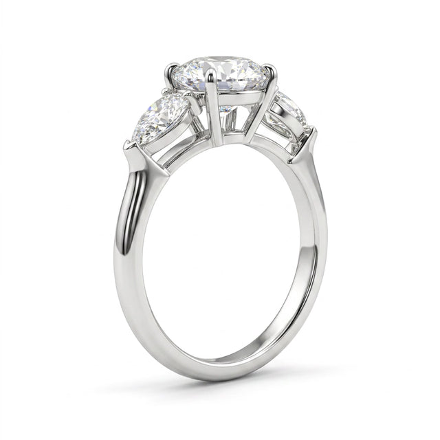Three Stone Round Engagement Ring (3.07 ct. tw.) in 18K White Gold