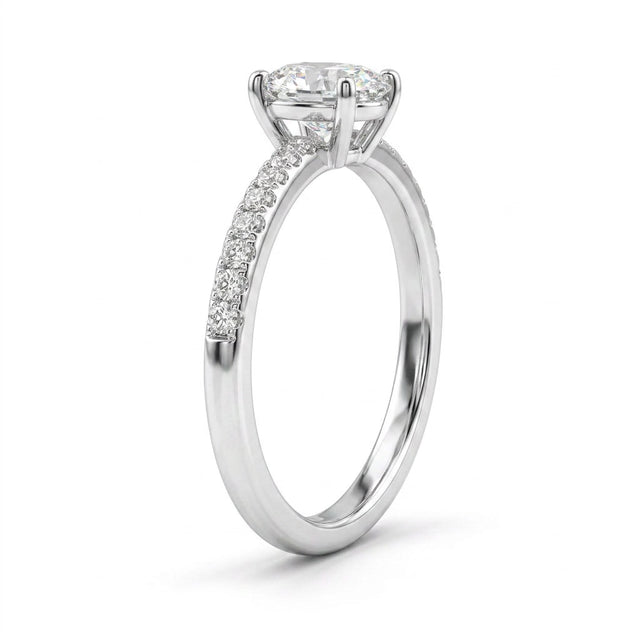 Solitaire Pavé Oval Engagement Ring (1.08 ct. tw.) in 18K White Gold