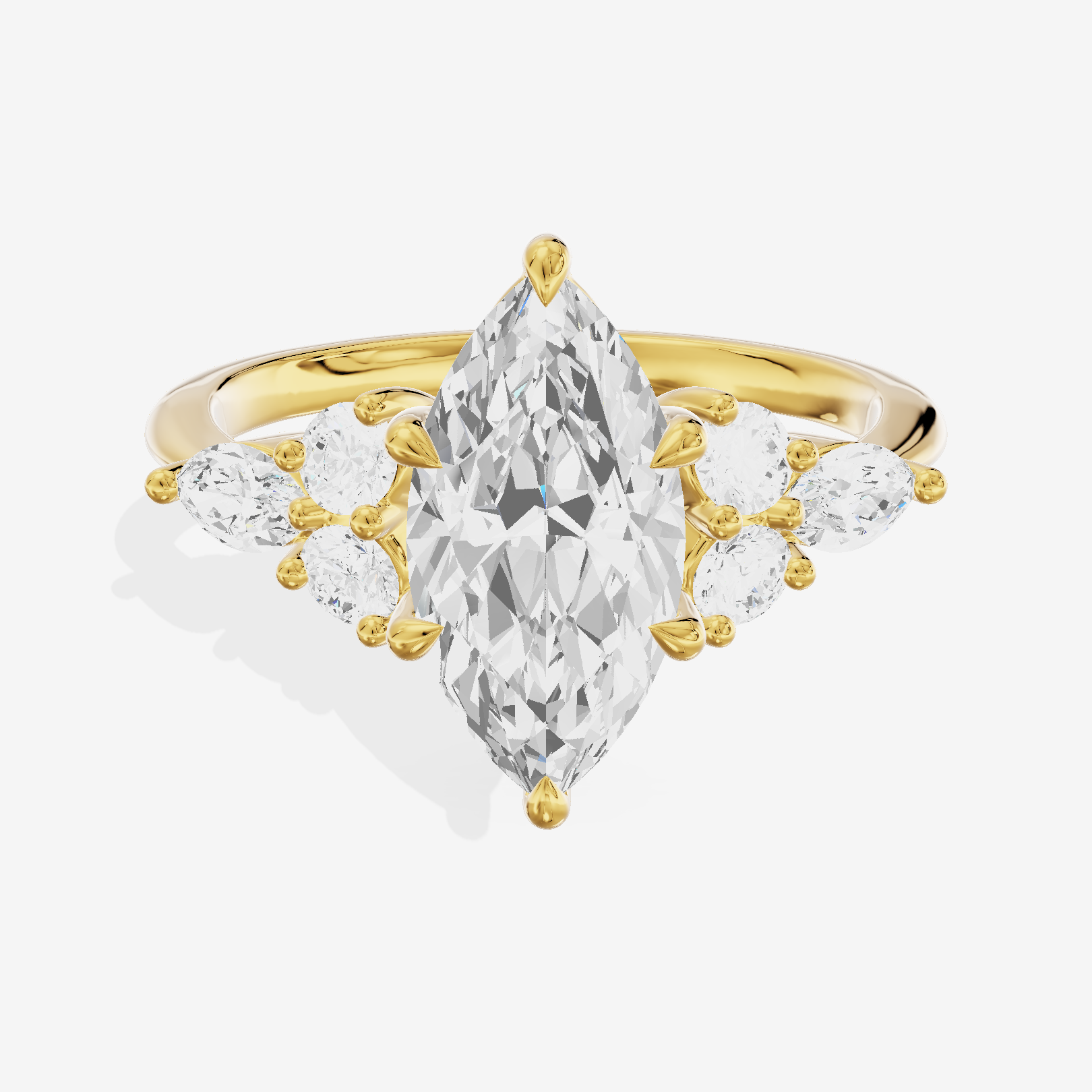 Luxe Vowsae Marquise Engagement Ring with Side Stones (2/5 ct. tw.) in 18K Yellow Gold