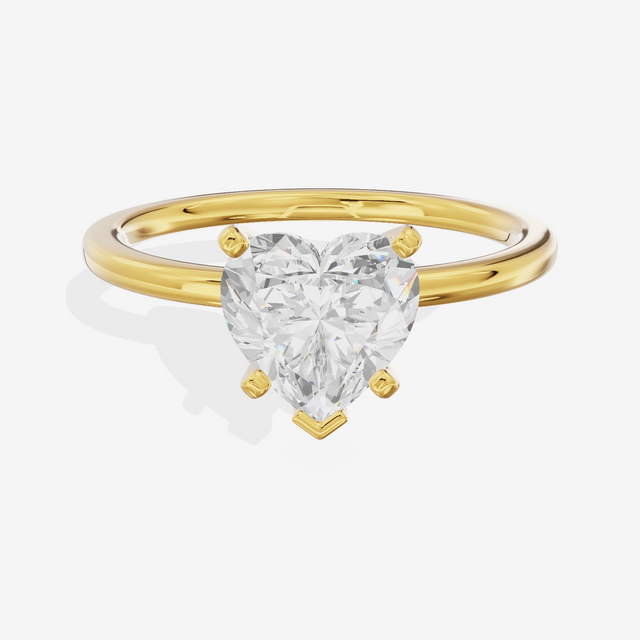 Petite Sincere 1.5mm Heart Six-Prong Engagement Ring in 14K Yellow Gold