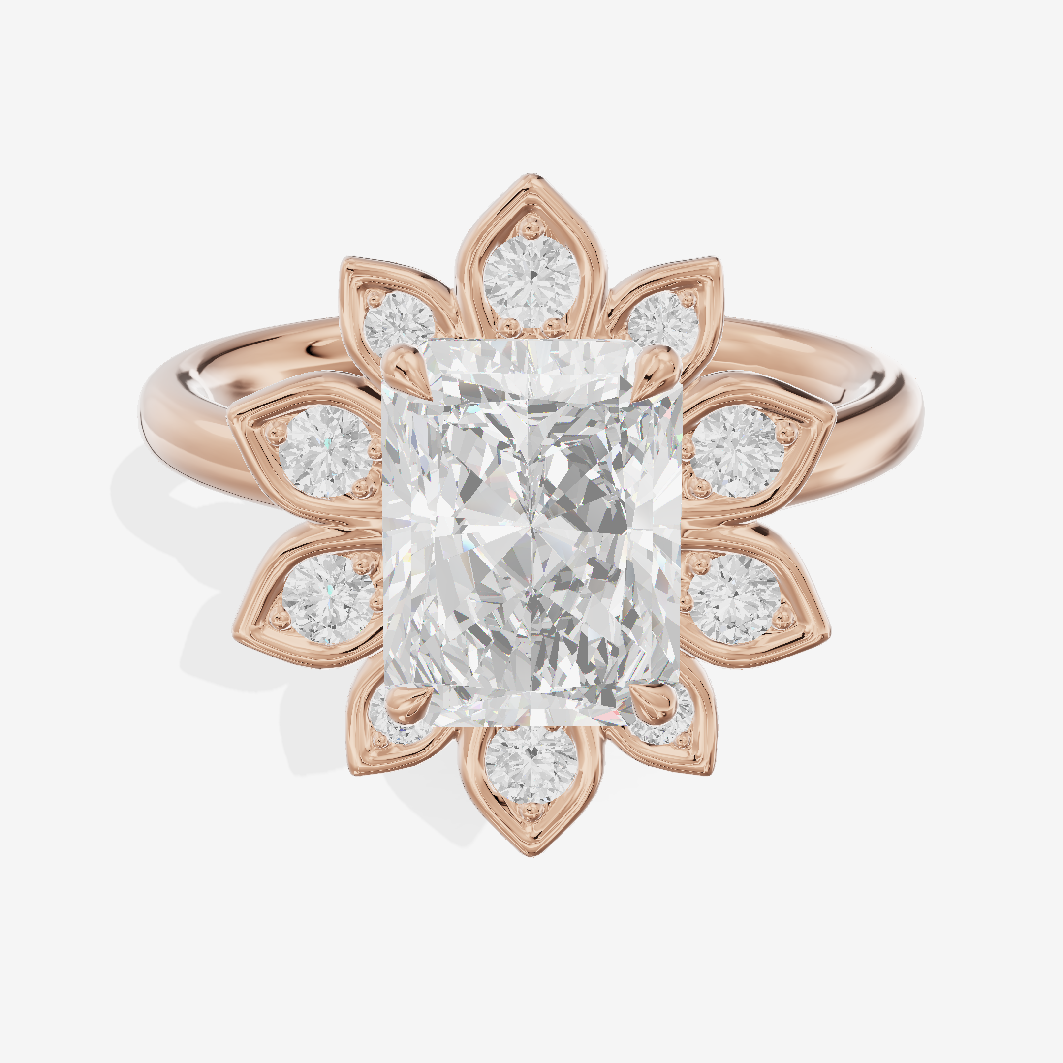 Solea Radiant Halo Engagement Ring (3/4 ct. tw.) in 18K Rose Gold