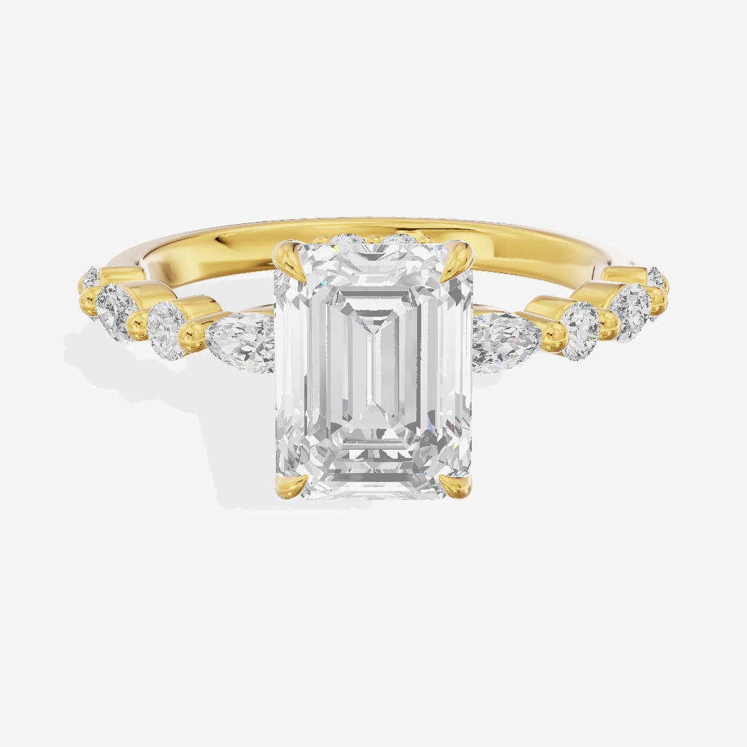 Adorae Pavé Emerald Hidden Halo Engagement Ring (1/3 ct. tw.) in 18K Yellow Gold