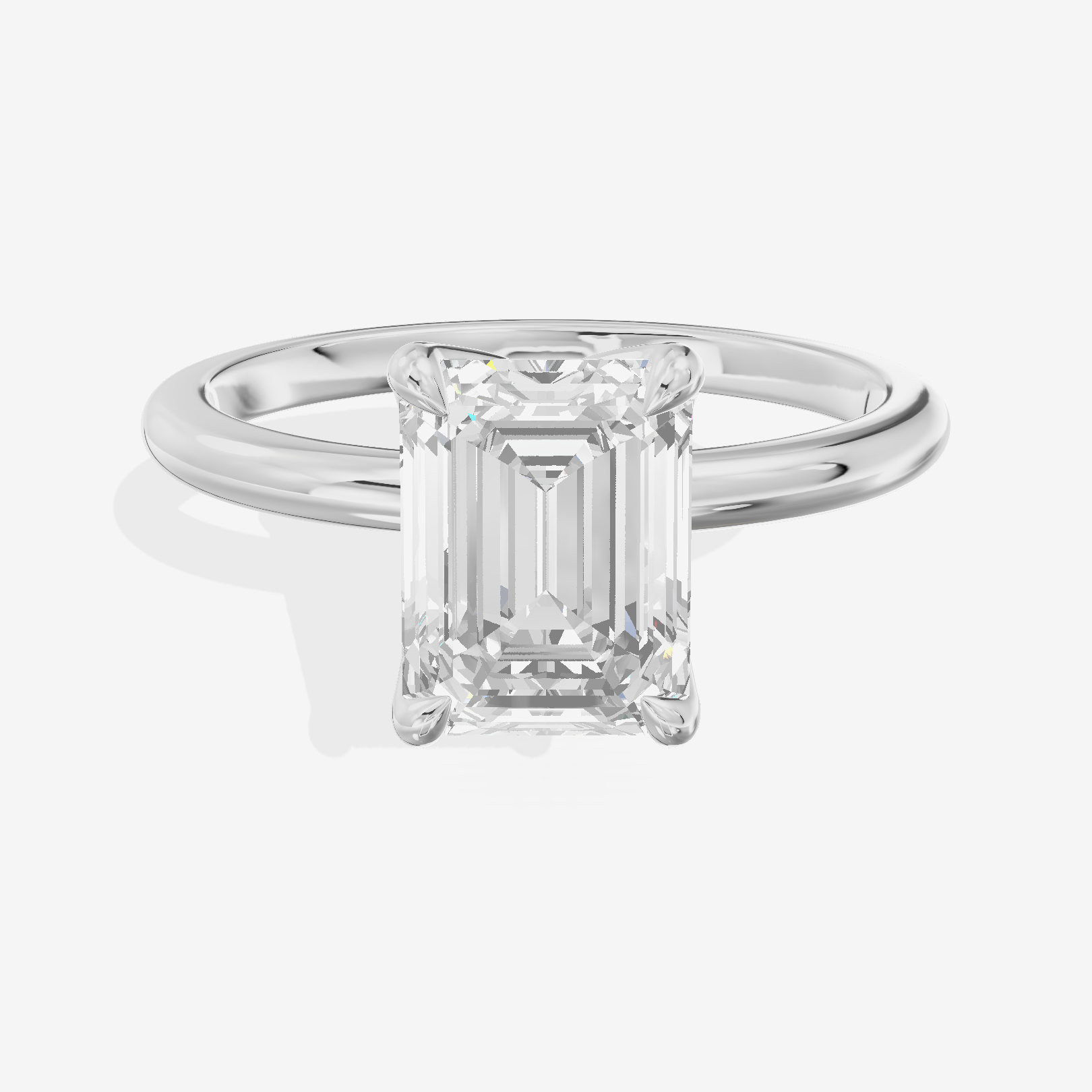 Modern Coeurine 1.5mm Emerald Bezel Engagement Ring in 18K White Gold