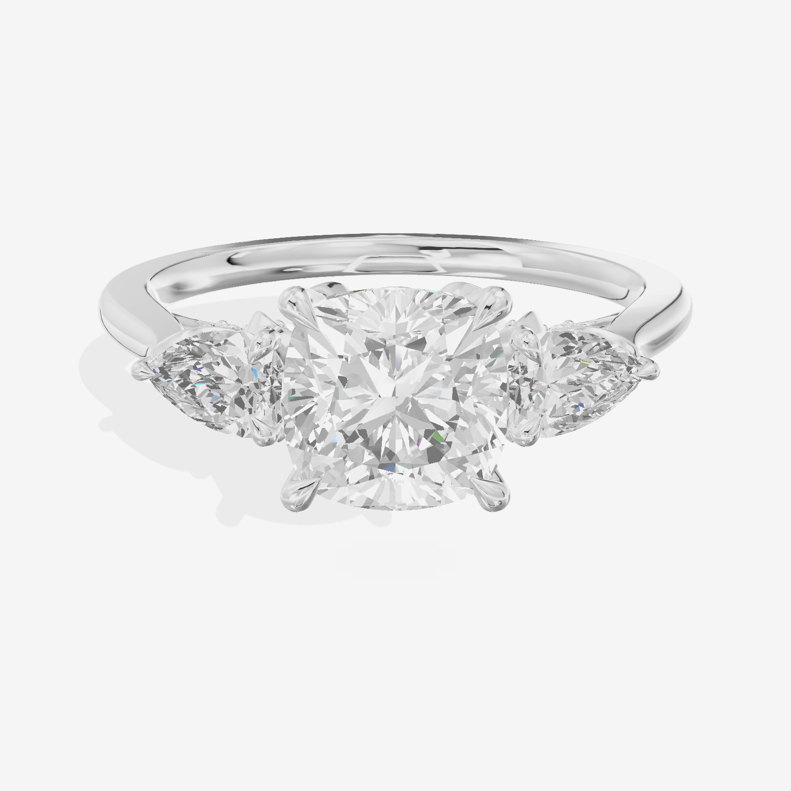 Modern Sincere Three Stone Cushion Engagement Ring (1/2 ct. tw.) in 14K White Gold