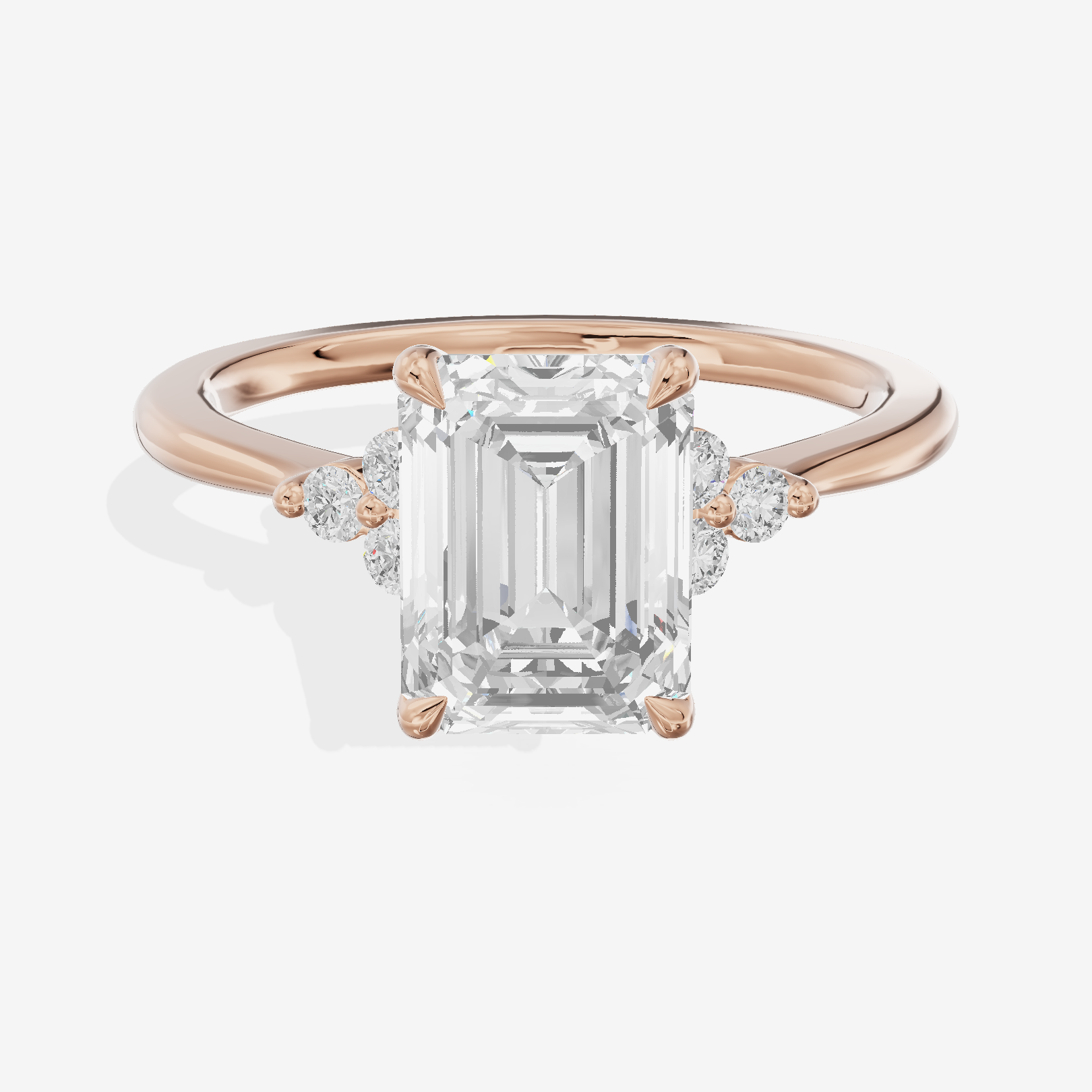 Petite Whisper Emerald Engagement Ring with Side Stones (1/10 ct. tw.) in 18K Rose Gold