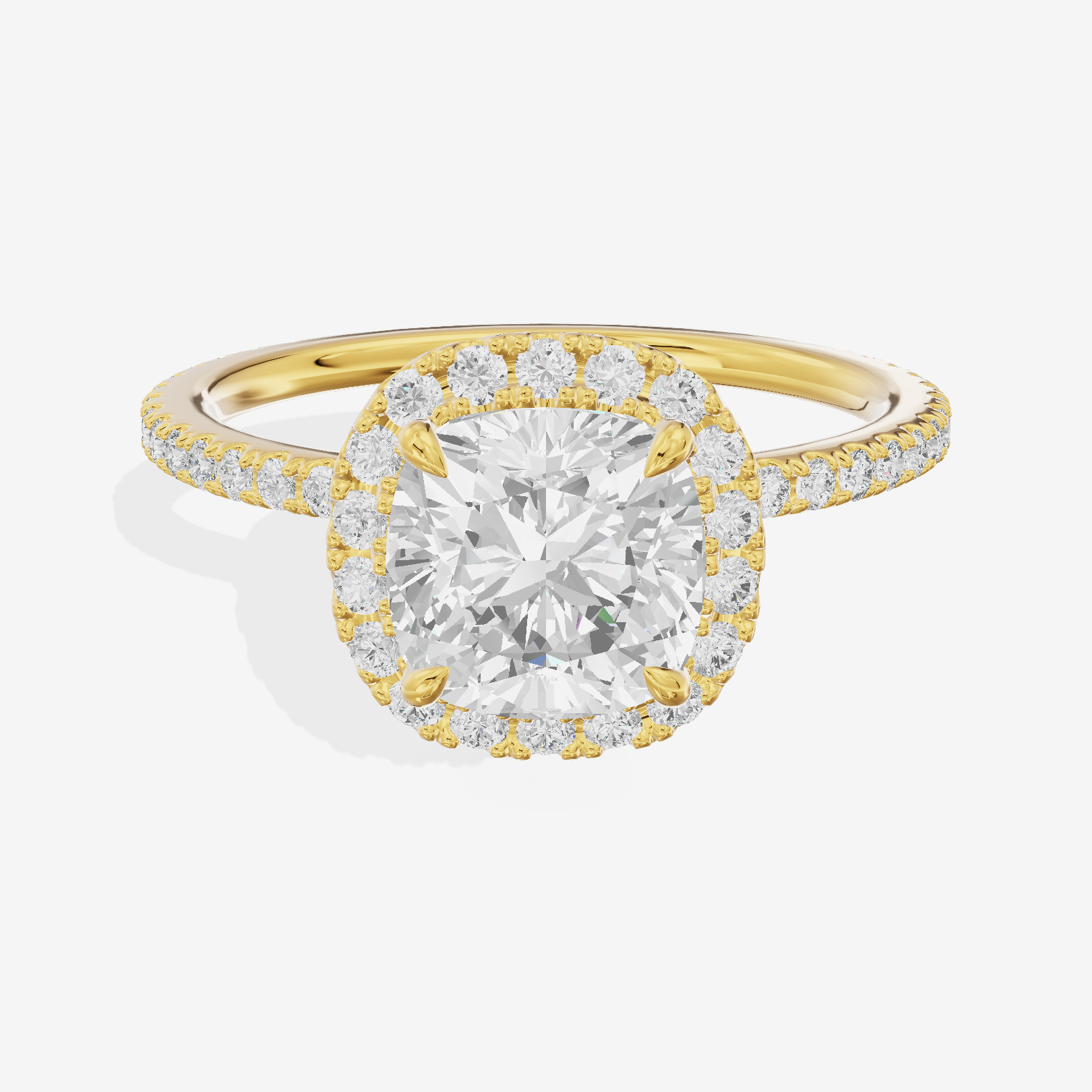 Selenia Cushion Hidden Halo Engagement Ring (1/6 ct. tw.) in 14K Yellow Gold