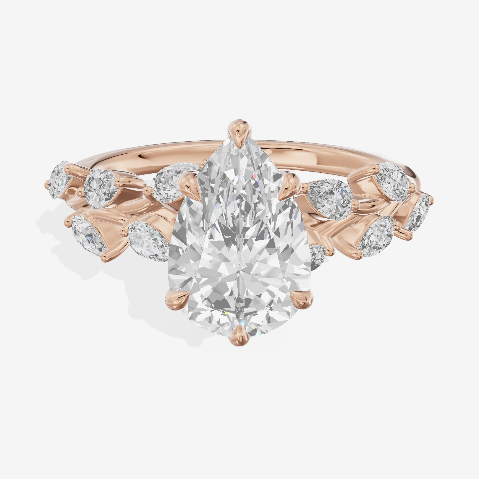 Classic Promezza Pear Engagement Ring with Side Stones (1/2 ct. tw.) in 18K Rose Gold