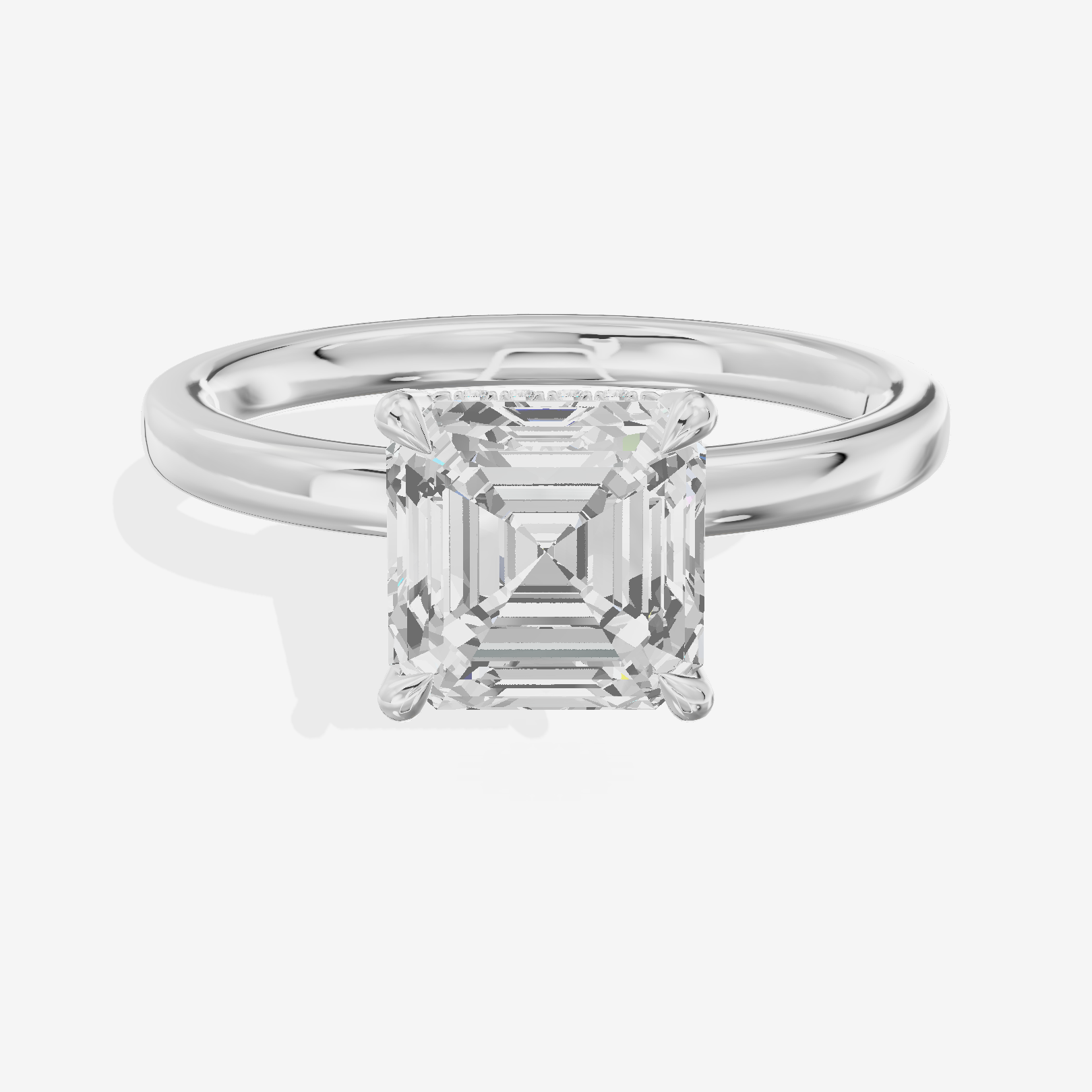 Selenia Basket Split Shank Asscher Engagement Ring with Side Stones (1/8 ct. tw.) in Platinum