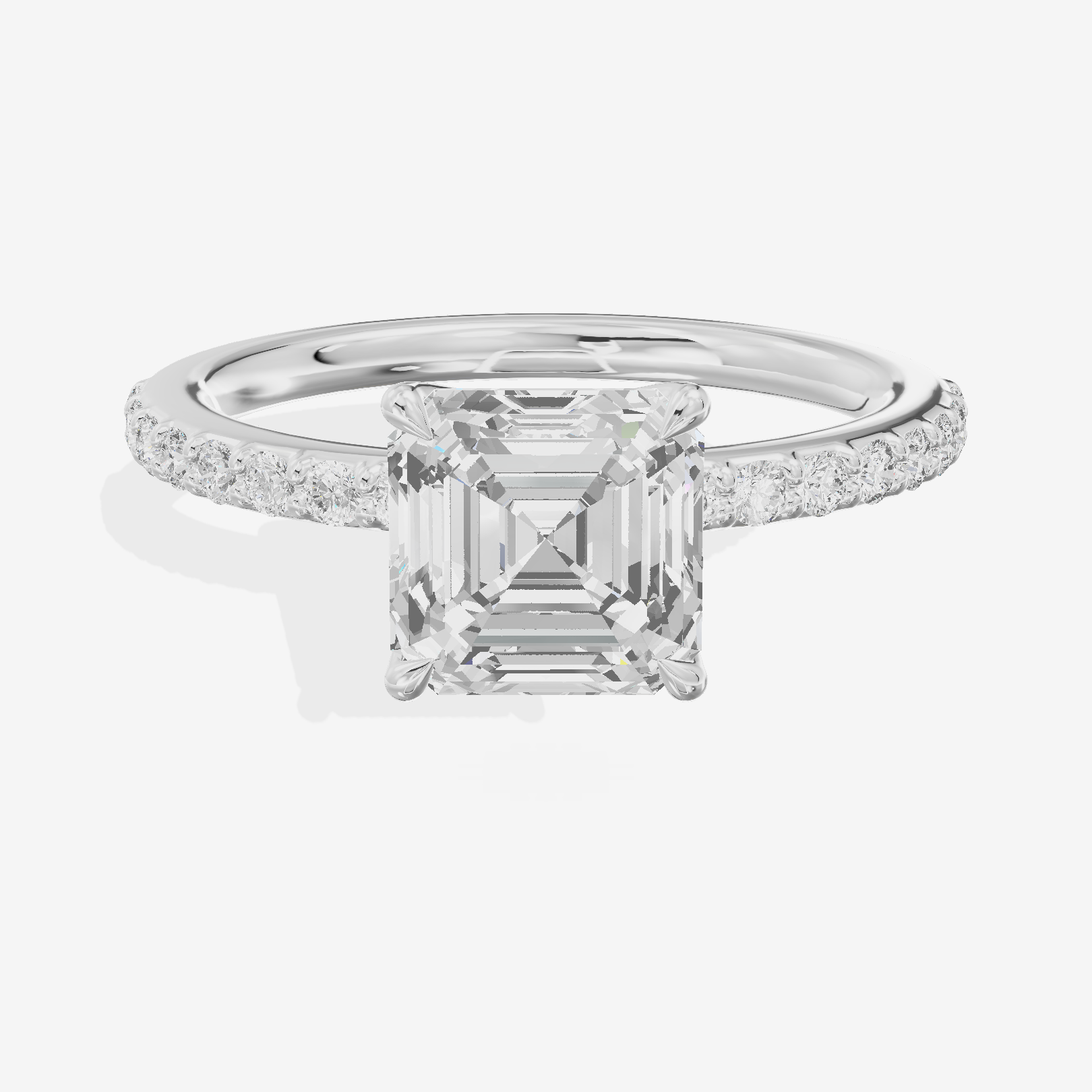 Luxe Whisper Asscher Engagement Ring with Side Stones (1/4 ct. tw.) in 18K White Gold