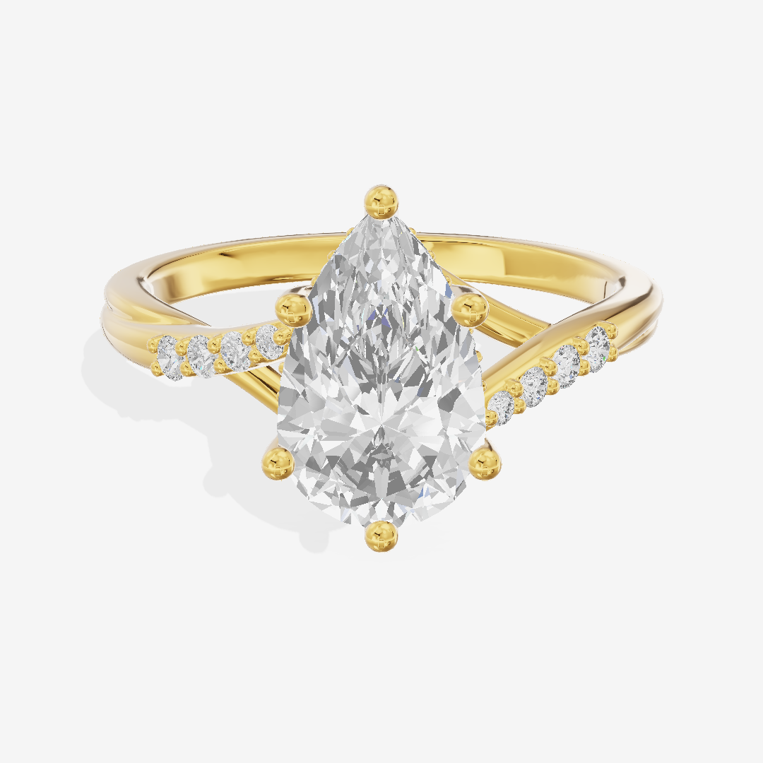 Aimora Hidden Halo Pear Engagement Ring (1/8 ct. tw.) in 14K Yellow Gold