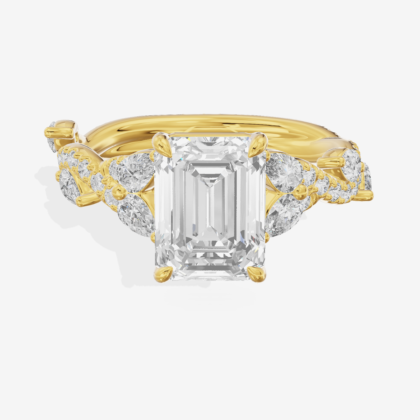 Vintage Heartline Emerald Engagement Ring (2/3 ct. tw.) in 18K Yellow Gold