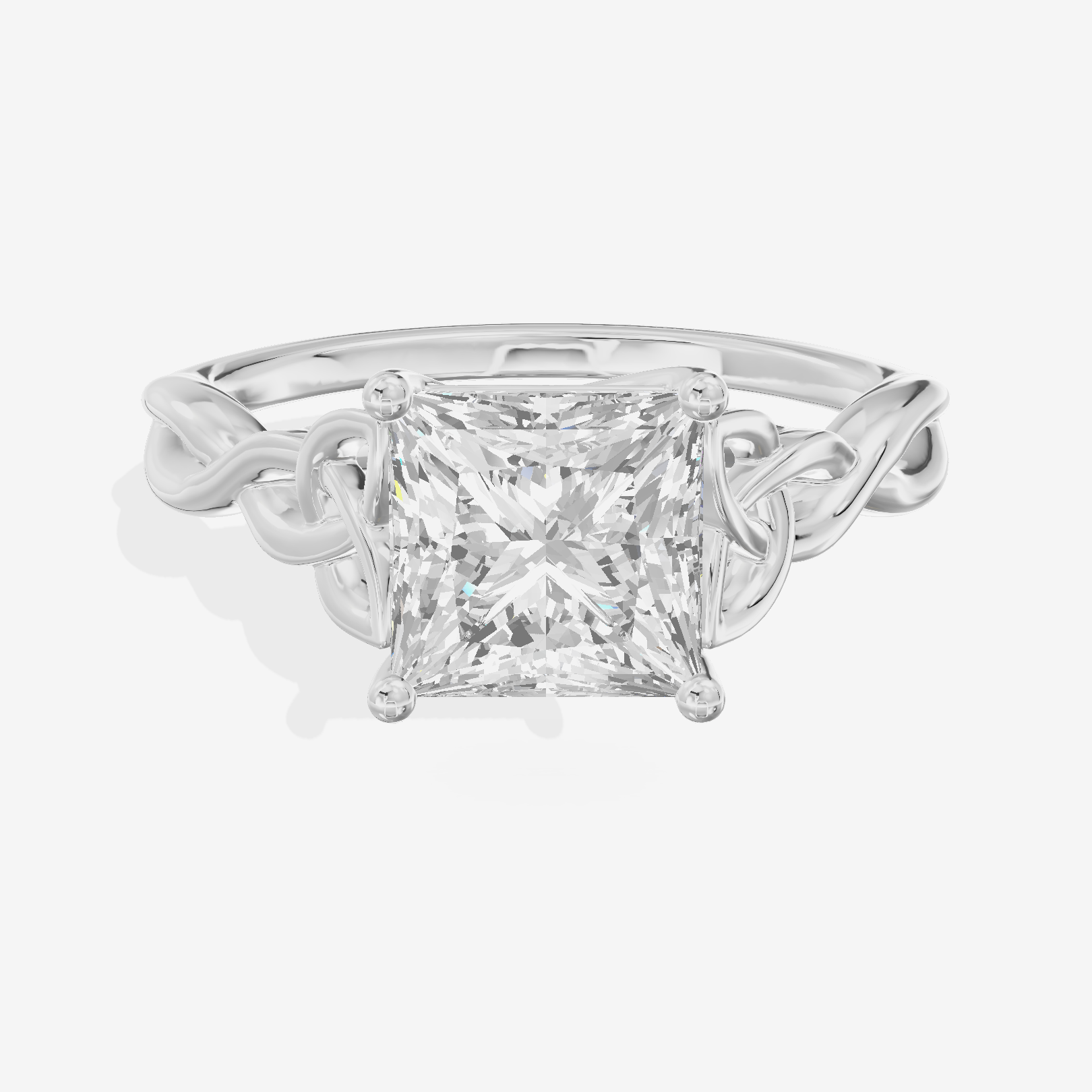 Modern Vowsae 2.5mm Princess Solitaire Engagement Ring in 18K White Gold