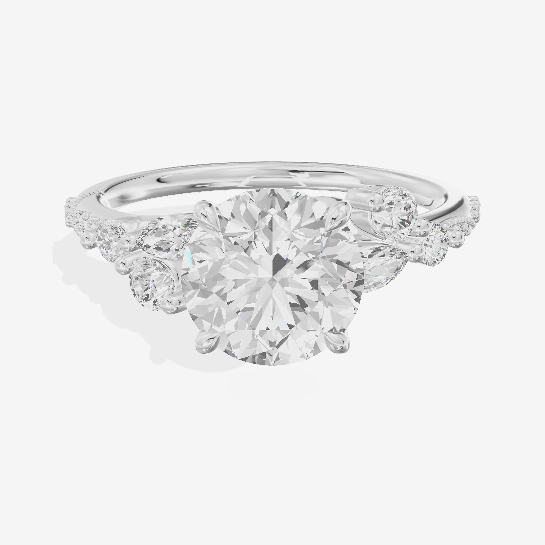 Luxe Halcyon Round Milgrain Engagement Ring (1/3 ct. tw.) in 18K White Gold