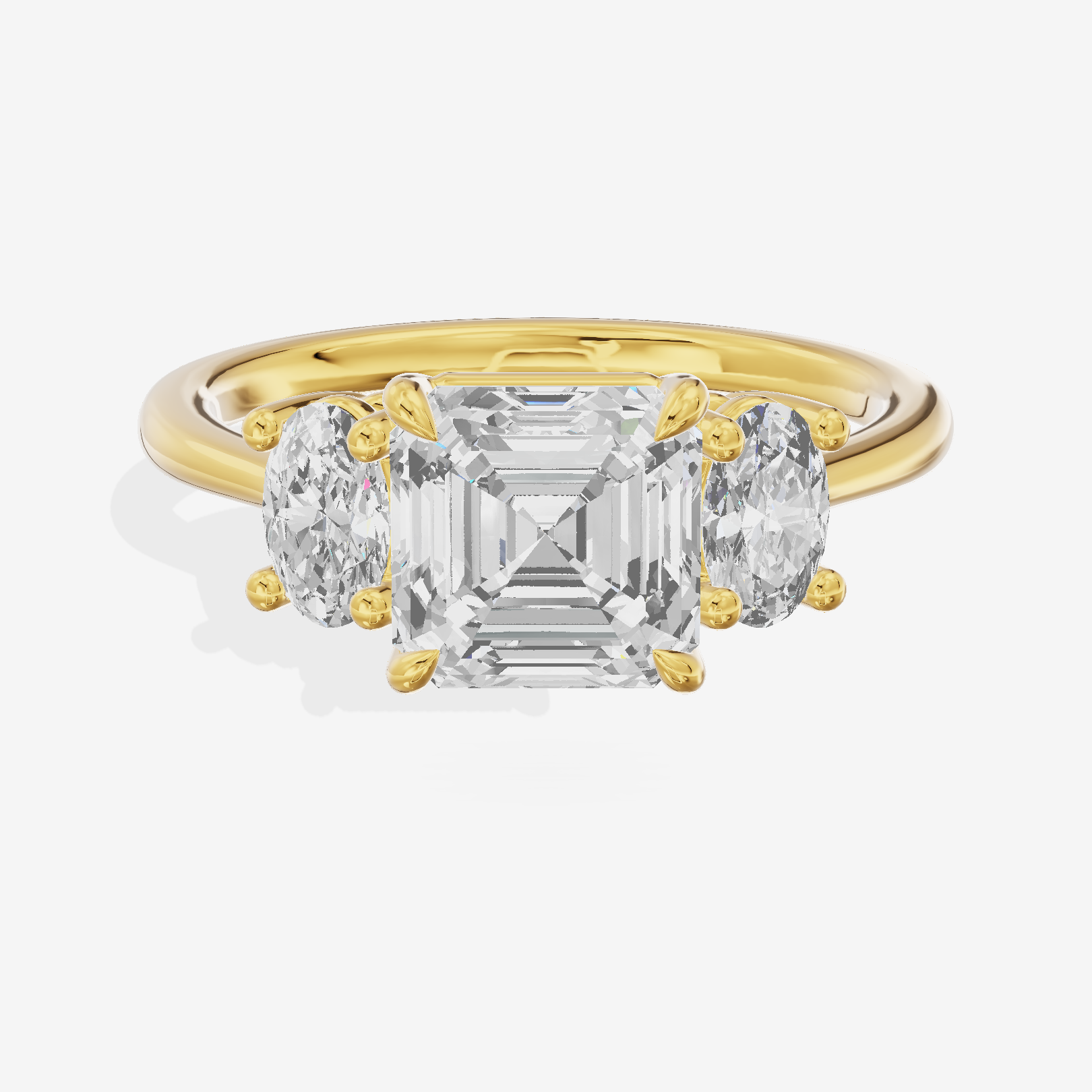 Modern Coeurine Three Stone Asscher Engagement Ring (1/2 ct. tw.) in 18K Yellow Gold