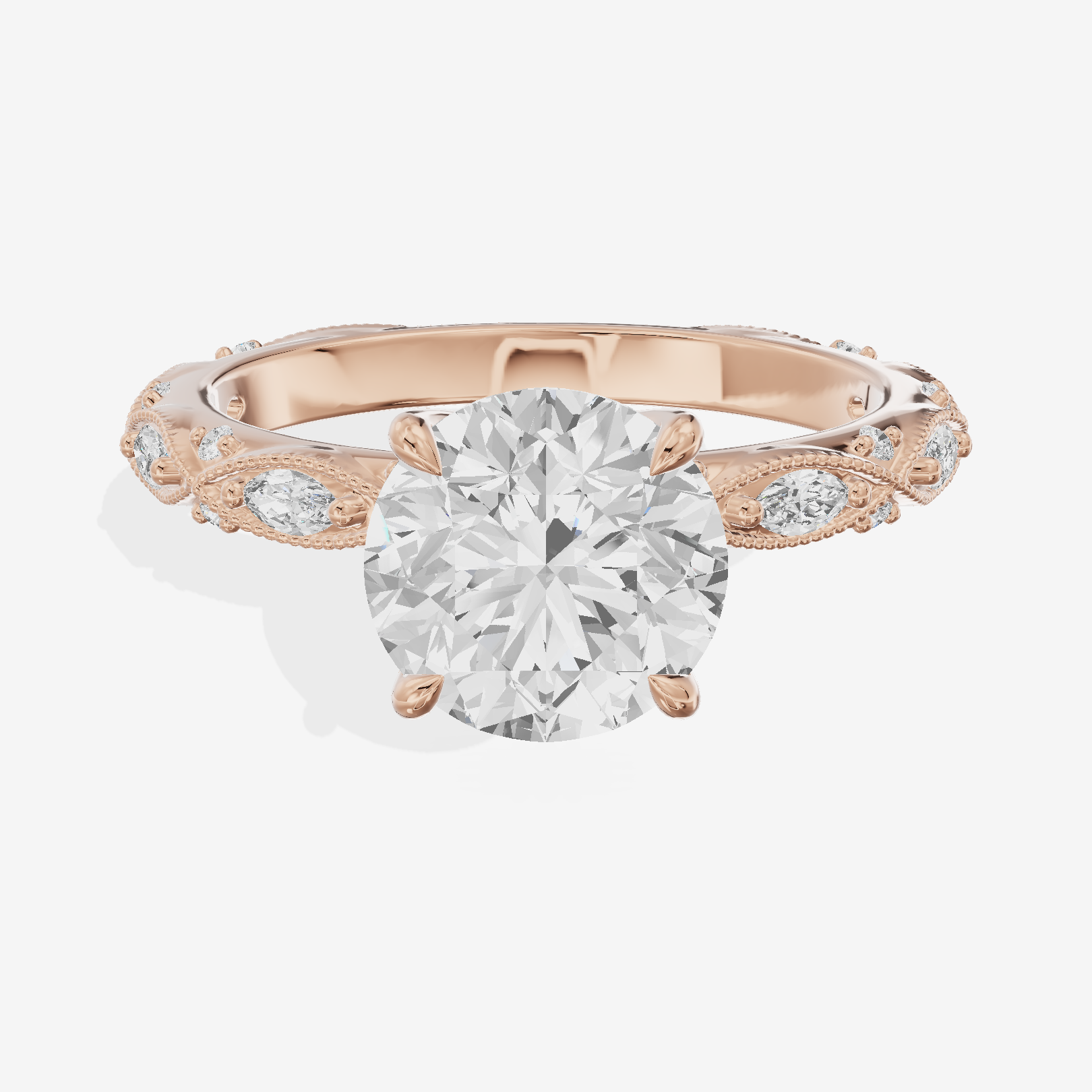 Vintage Whisper Round Engagement Ring (1/4 ct. tw.) in 18K Rose Gold