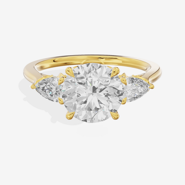 Modern Sincere Three Stone Round Engagement Ring (1/2 ct. tw.) in 18K Yellow Gold