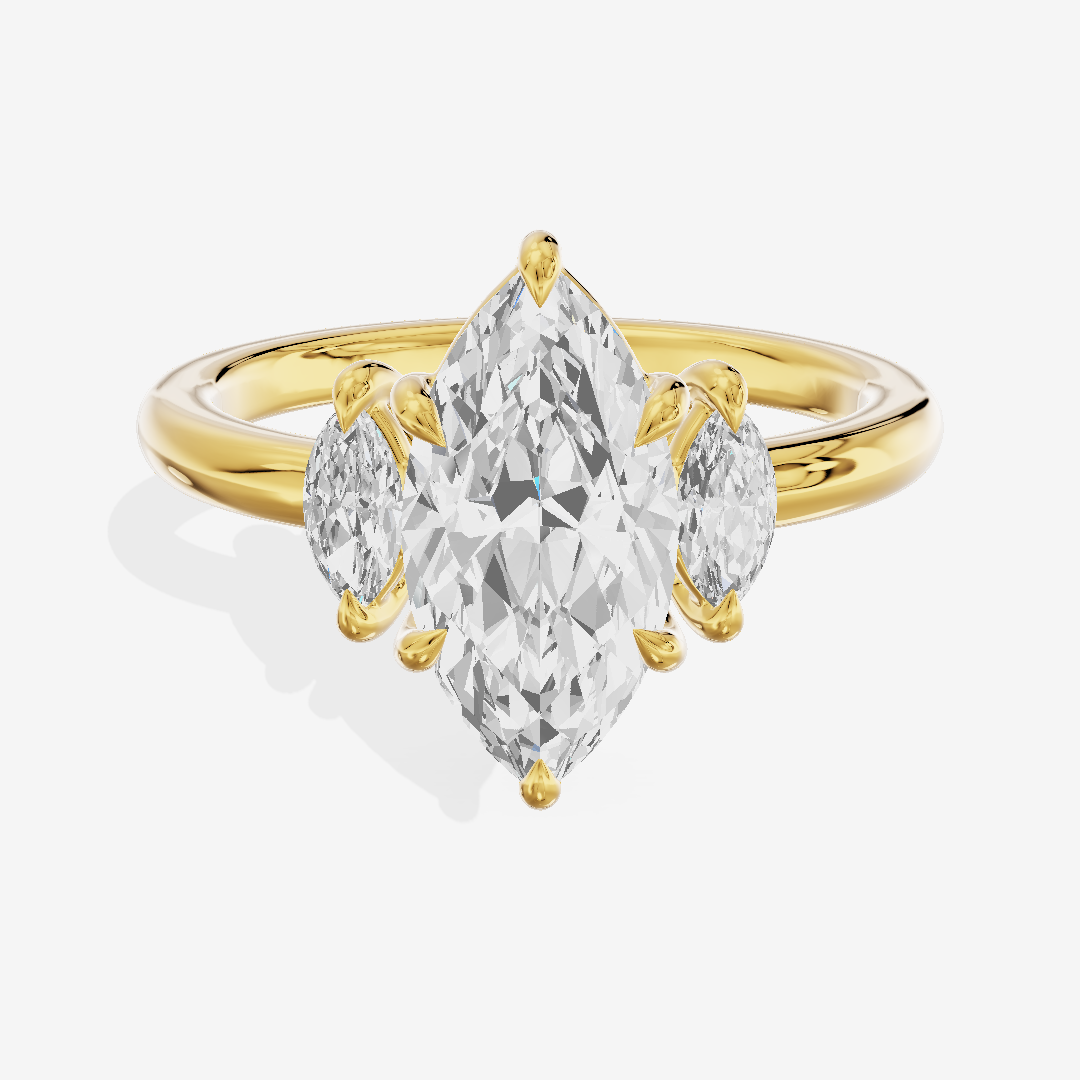 Classic Sincere Three Stone Marquise Engagement Ring (1/3 ct. tw.) in 14K Yellow Gold