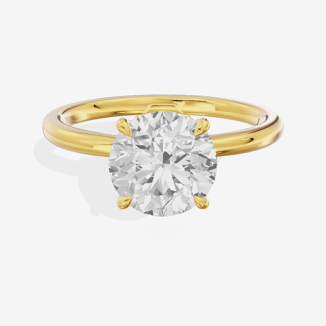 Grand Liviana Round Engagement Ring with Side Stones (1/10 ct. tw.) in 14K Yellow Gold