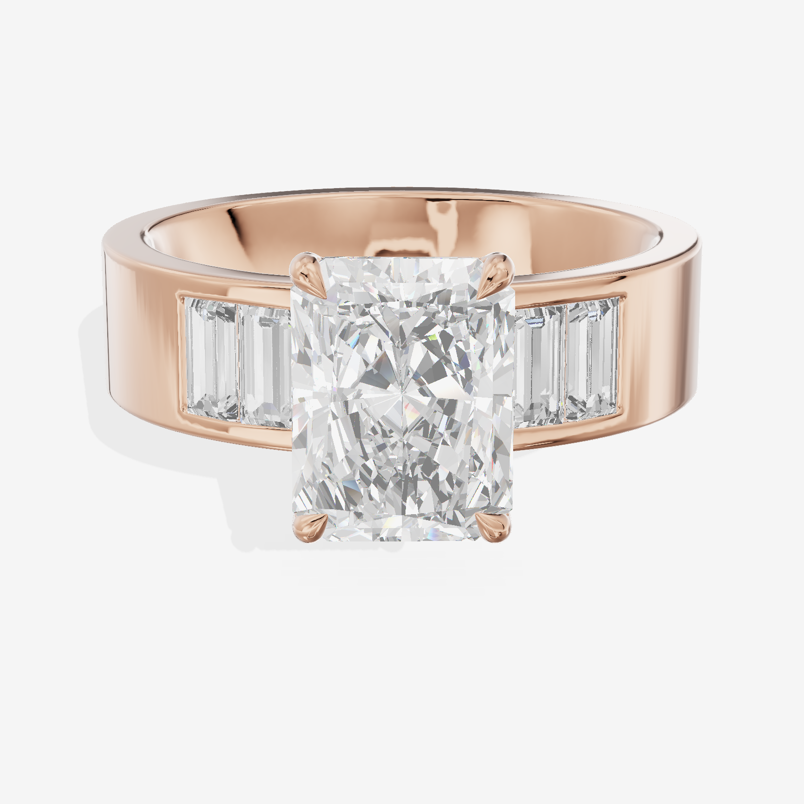Grand Sincere Radiant Engagement Ring with Side Stones (3/5 ct. tw.) in 18K Rose Gold