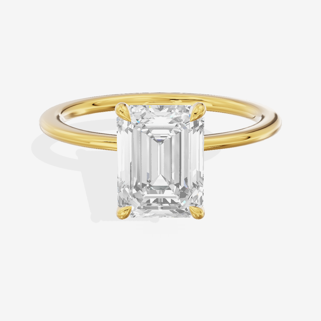 Selenia Halo Emerald Engagement Ring (1/6 ct. tw.) in 14K Yellow Gold
