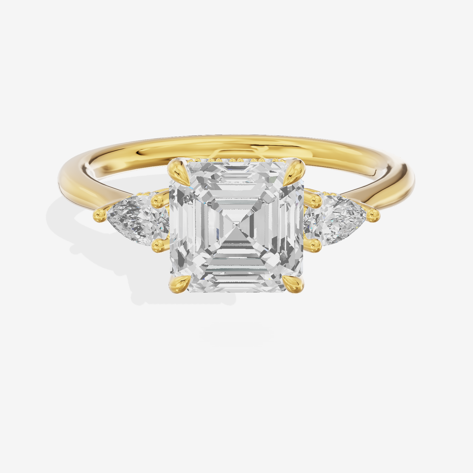 Petite Vowsae Three Stone Asscher Engagement Ring (1/4 ct. tw.) in 18K Yellow Gold