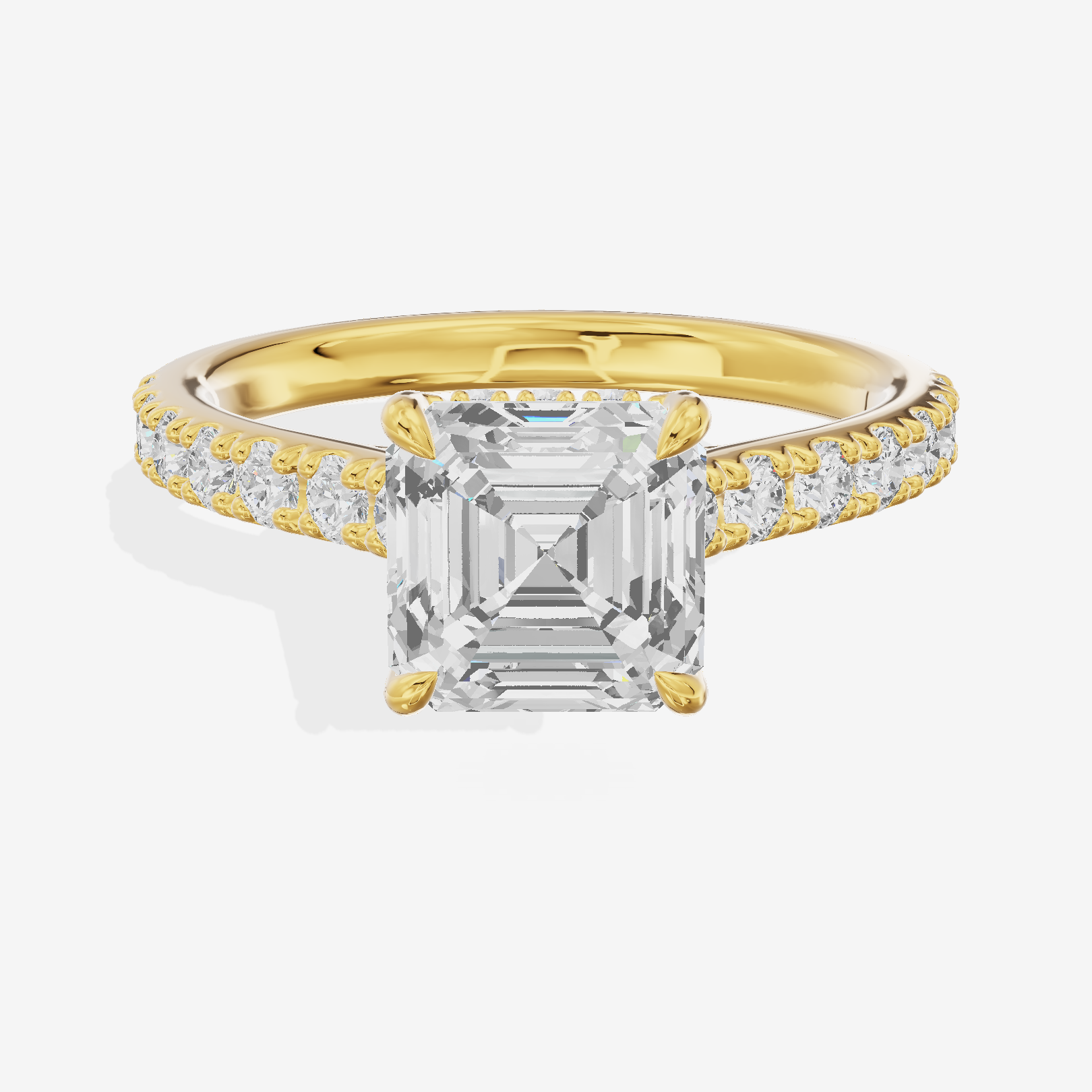 Tender Whisper Asscher Engagement Ring with Side Stones (1/6 ct. tw.) in 18K Yellow Gold