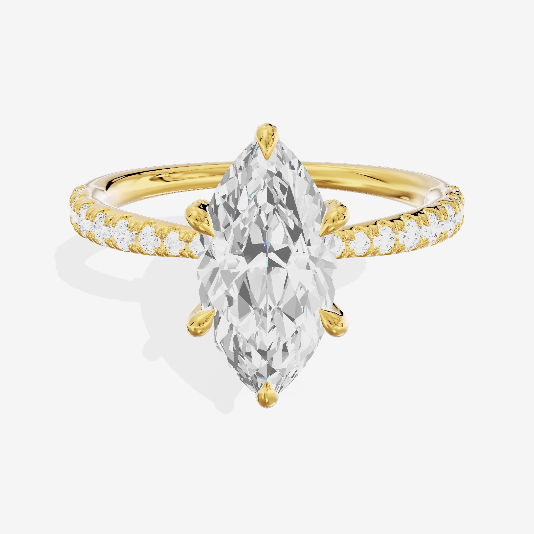 Whispered Lumera Marquise Engagement Ring with Side Stones (1/3 ct. tw.) in 18K Yellow Gold