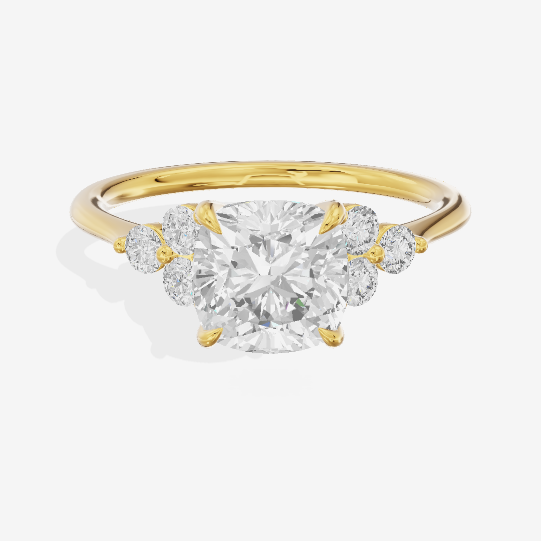 Luxe Trueheart Cushion Engagement Ring with Side Stones (1/5 ct. tw.) in 14K Yellow Gold