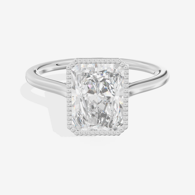 Modern Coeurine 1.5mm Radiant Bezel Engagement Ring in 14K White Gold