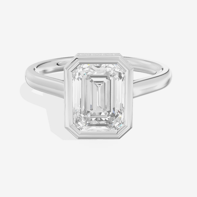 Sincere Hidden Halo Emerald Engagement Ring (1/6 ct. tw.) in 14K White Gold