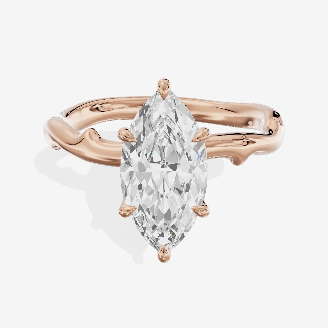 Grand Cherubine Marquise Engagement Ring with Side Stones (1/4 ct. tw.) in 18K Rose Gold