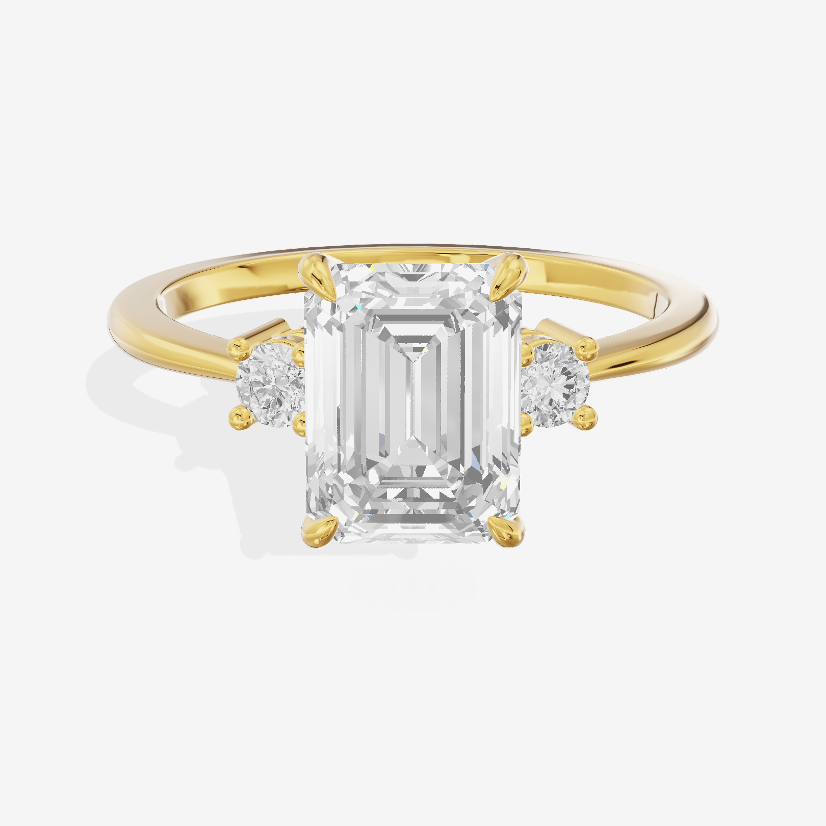 Eternal Promezza Emerald Engagement Ring with Side Stones (1/6 ct. tw.) in 14K Yellow Gold