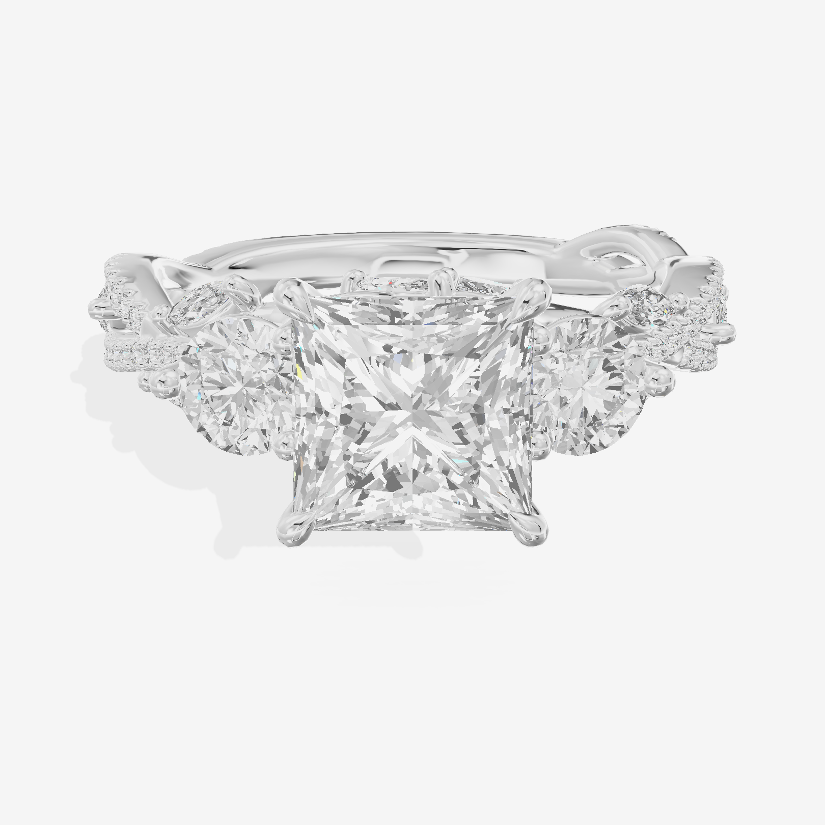 Classic Coeurine Three Stone Princess Engagement Ring (3/5 ct. tw.) in 18K White Gold